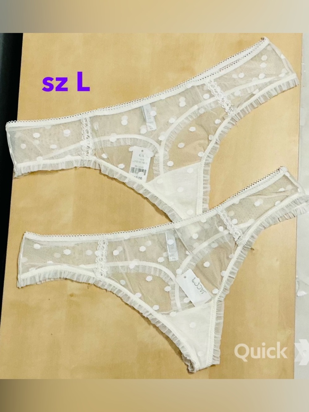 sz L - NWT Polka Dots Mesh Thongs - 2 pcs set